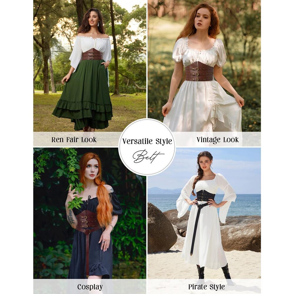 5846 Steampunk Adjustable Brown Corset Belts For Women Leather Cincher Belt - Picture 4 of 5